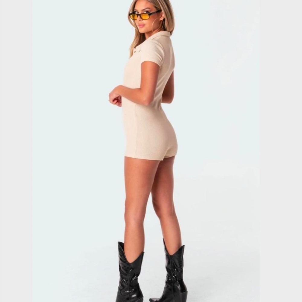 Women's Cream Polo Romper
